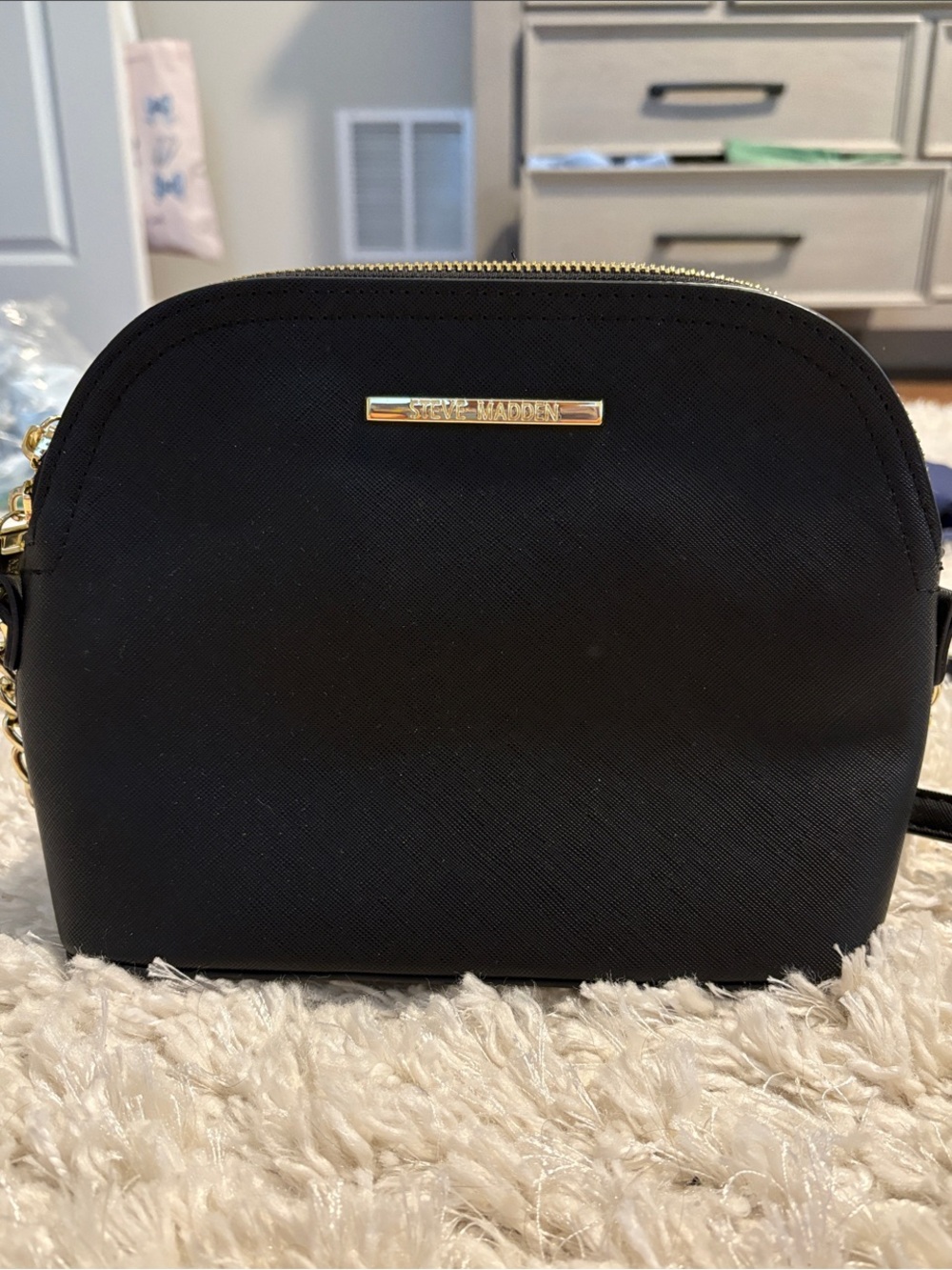 Steve Madden Black Crossbody with Gold Hardware